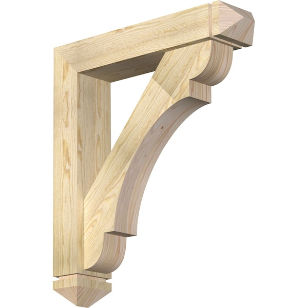 Ekena Millwork Olympic Arts and Crafts Rough Sawn Bracket w/ Offset Brace, Douglas Fir, 6"W x 28"D x 32"H BKT0604X28X32OLY03RDF - main